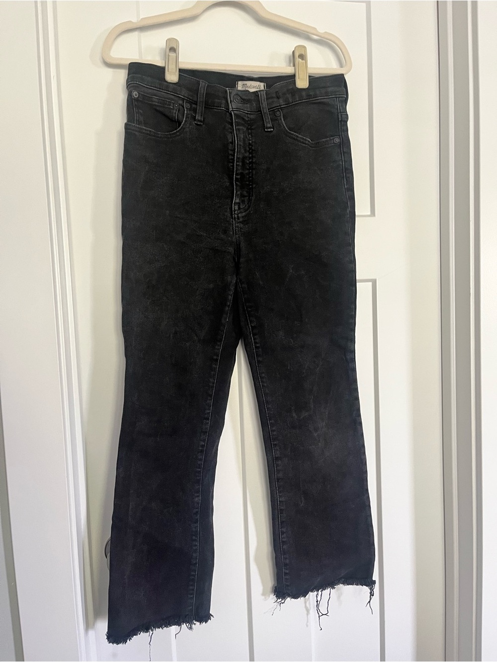 Madewell Black Bootcut Jeans with Frayed Hem